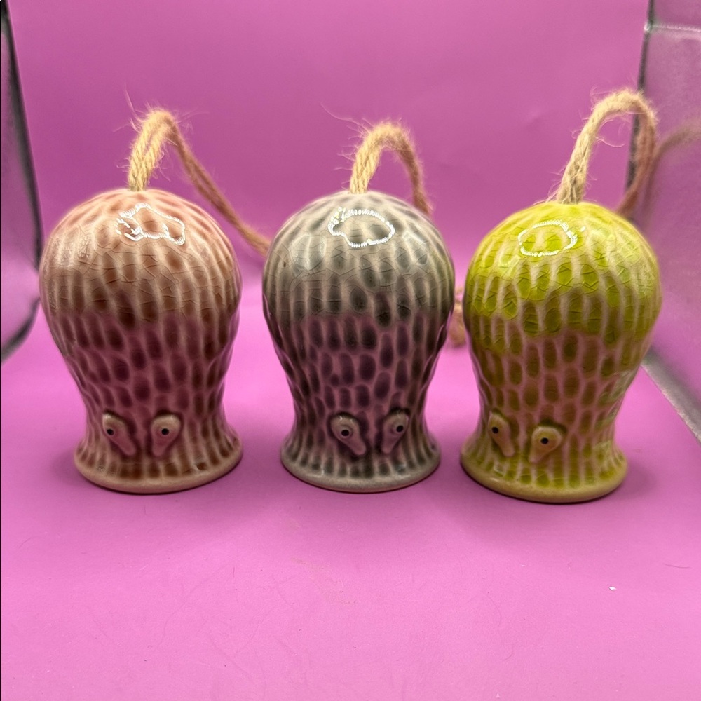 Set of Three Ceramic squid Ornaments